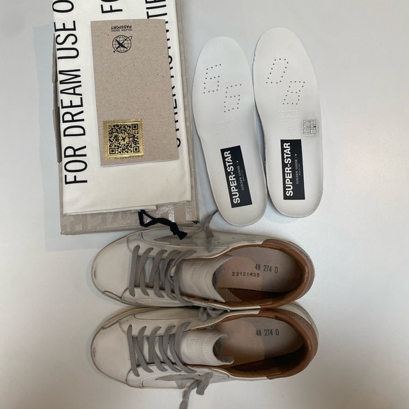 Golden Goose Superstar Sneaker in White Leather/Light Brown size 40 New in Box - Picture 6 of 13